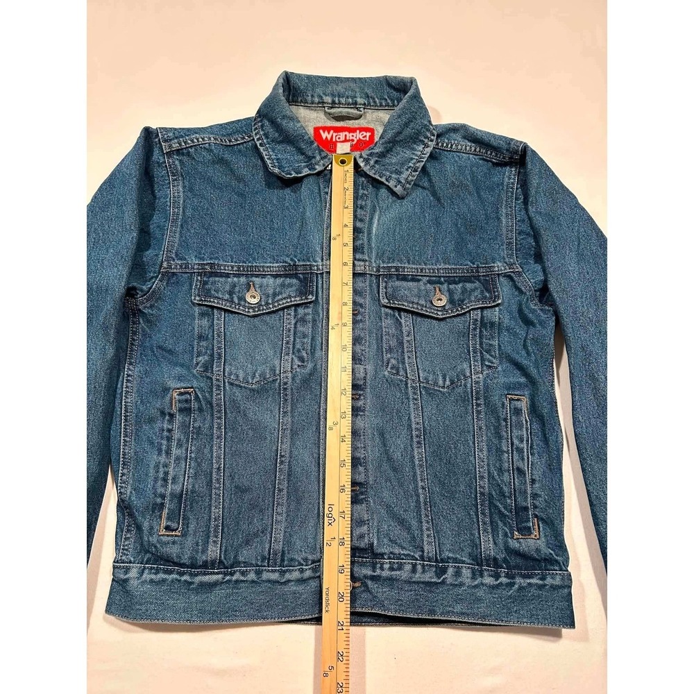 Wrangler Hero Mens Denim Trucker Jacket Medium Wash Blue Cotton Size Small - Picture 2 of 9